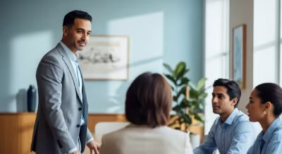 A leader consulting with a team member