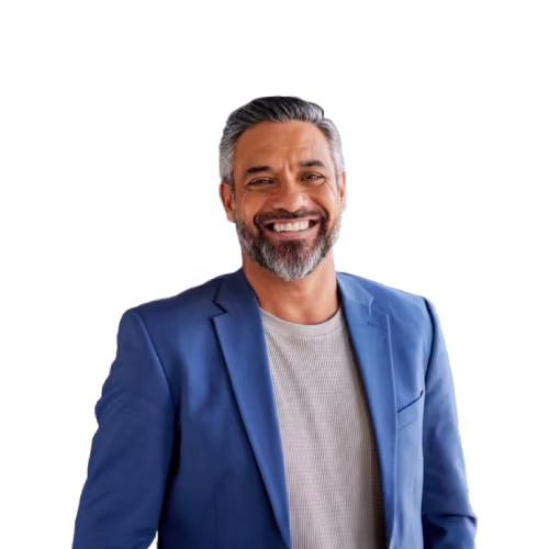 Smiling man in a blue blazer